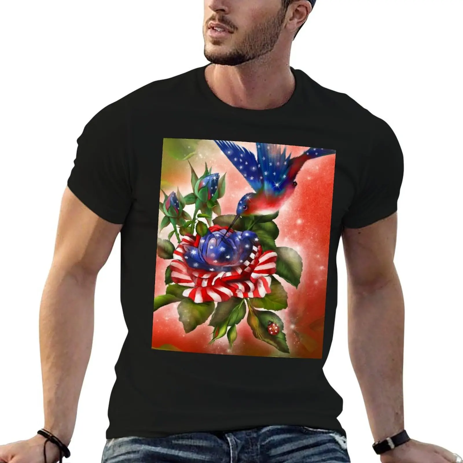 Star Spangled Hummer T-Shirt Fitness Training Breathable Tee