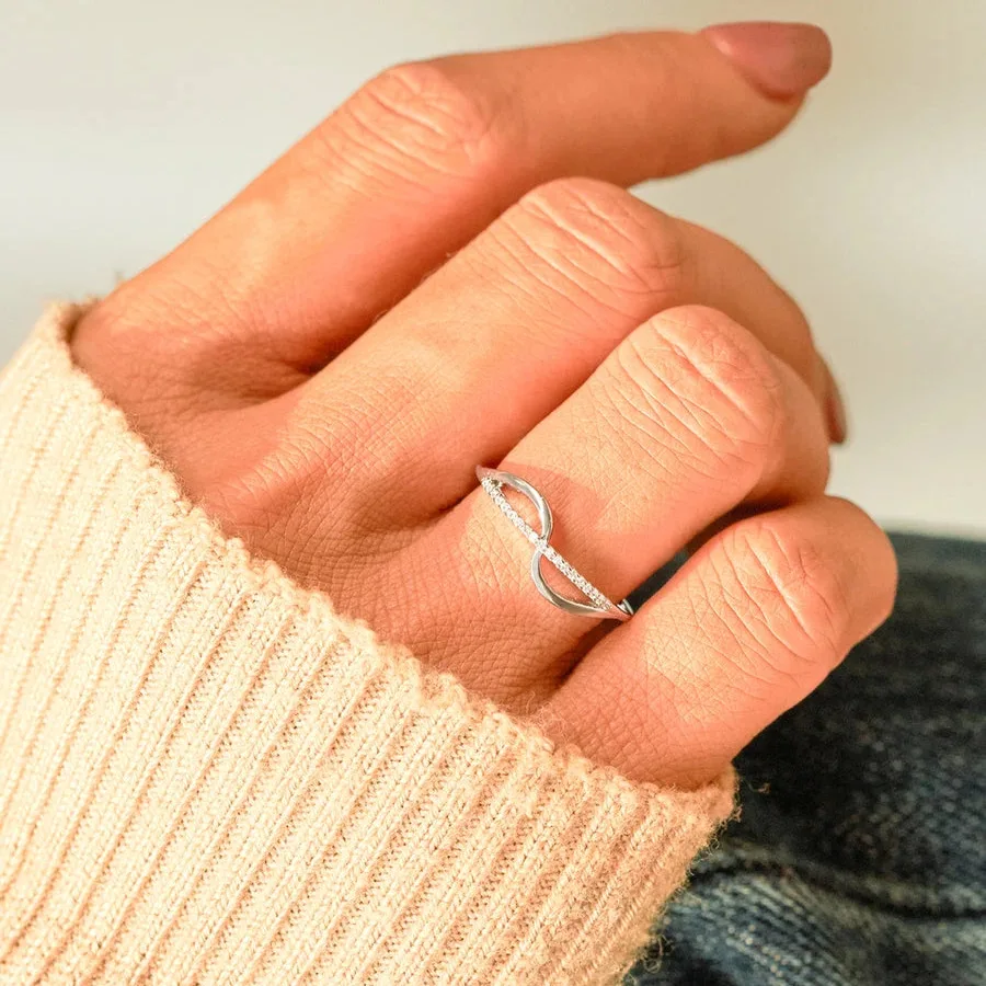 

S925 sterling silver double-sided undulating wavy pattern ring for women simple fashion index finger ring