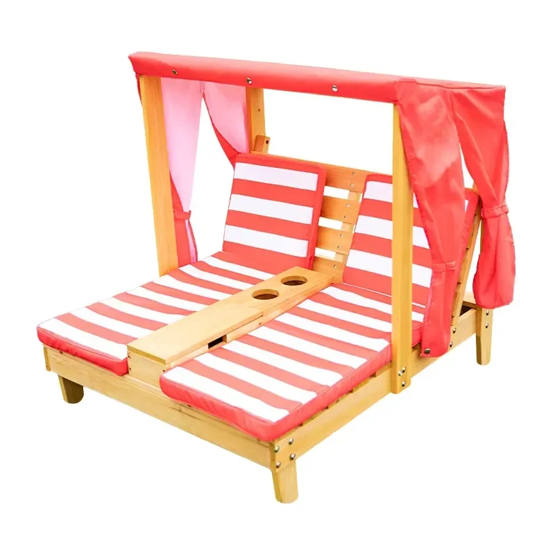 Kids Outdoor Beach Lounge Chair Double Seat Sofa with Backrest for Kindergarten Play Area and Pet Resting Comfortable