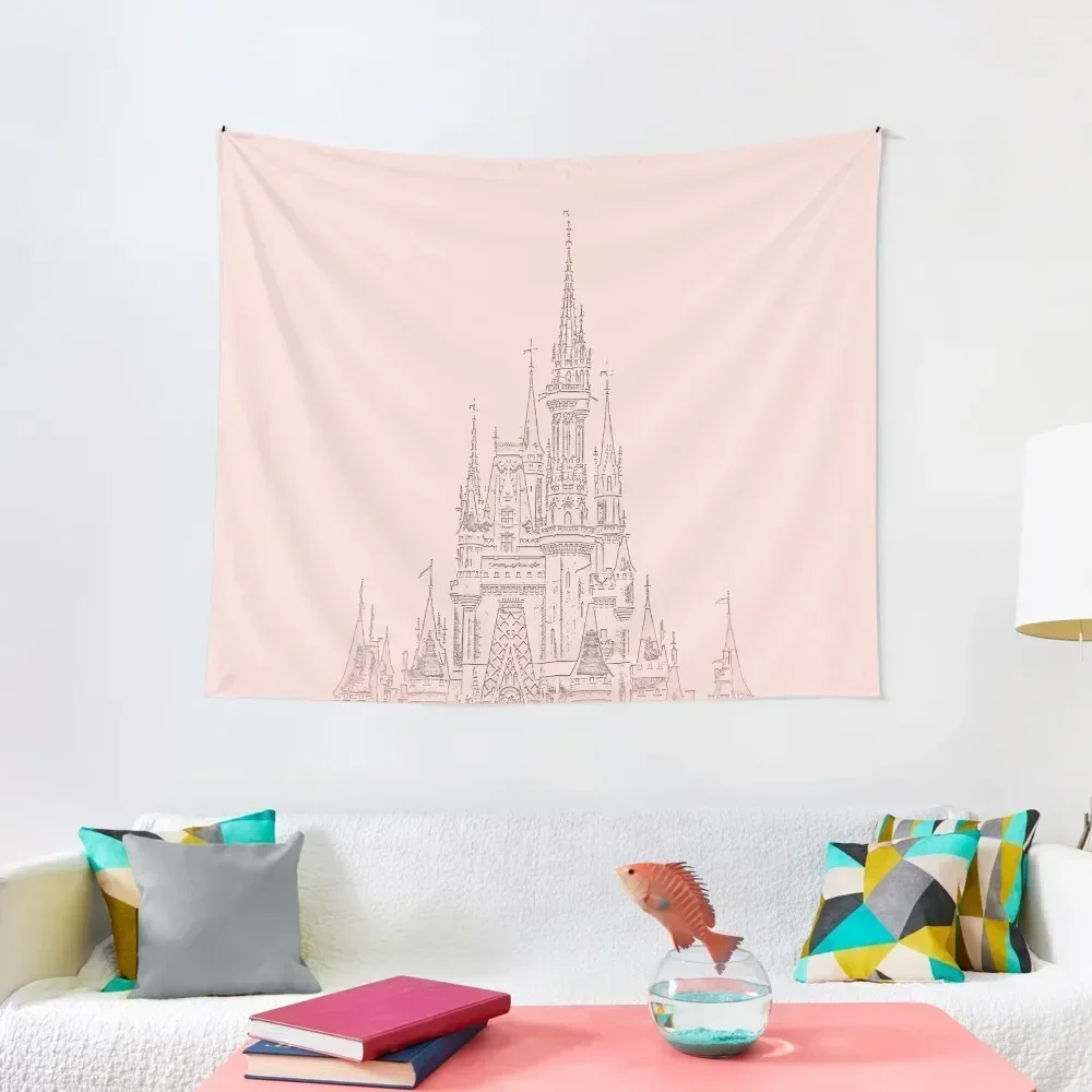 

Rose Gold Magic Castle Carving Tapestry Kawaii Room Decor Nordic Home Decor Wall Art Outdoor Decoration Tapestry