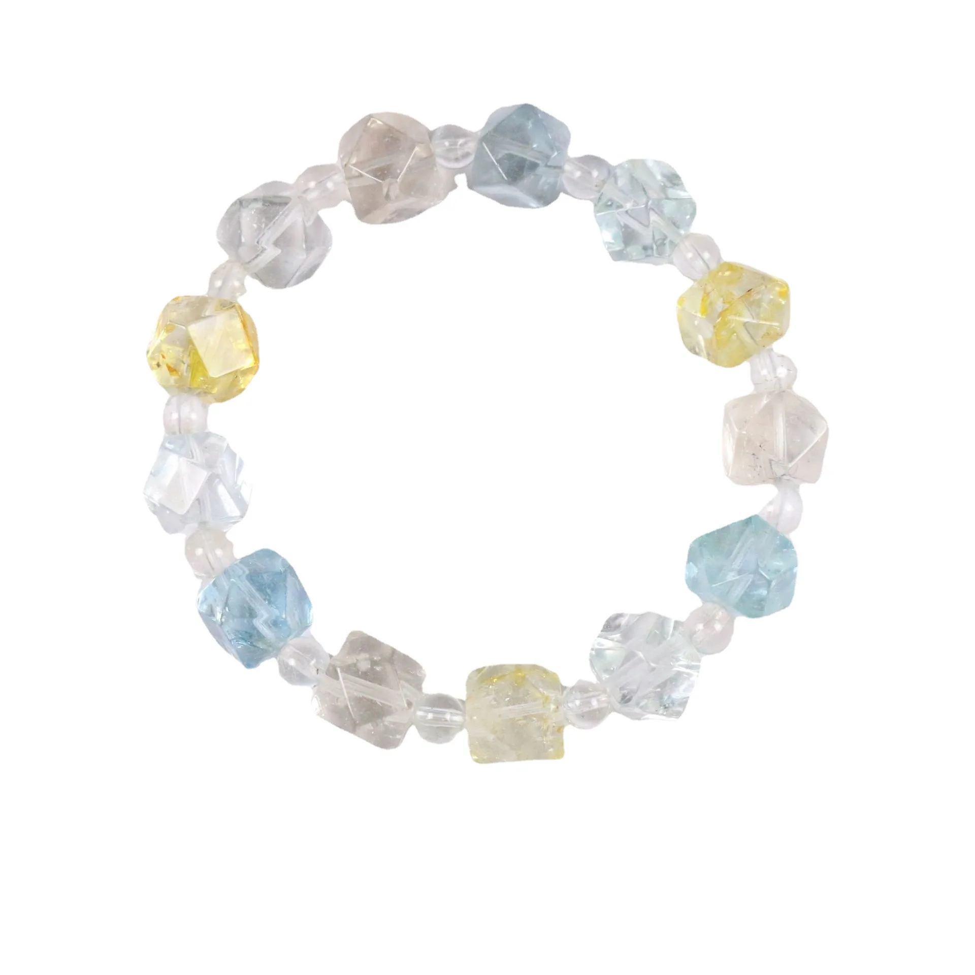 Natural Color Topaz Bracelet Octagon Faceted Cut Beaded Bracelet Women Crystal Jewelry Gift Wholesale