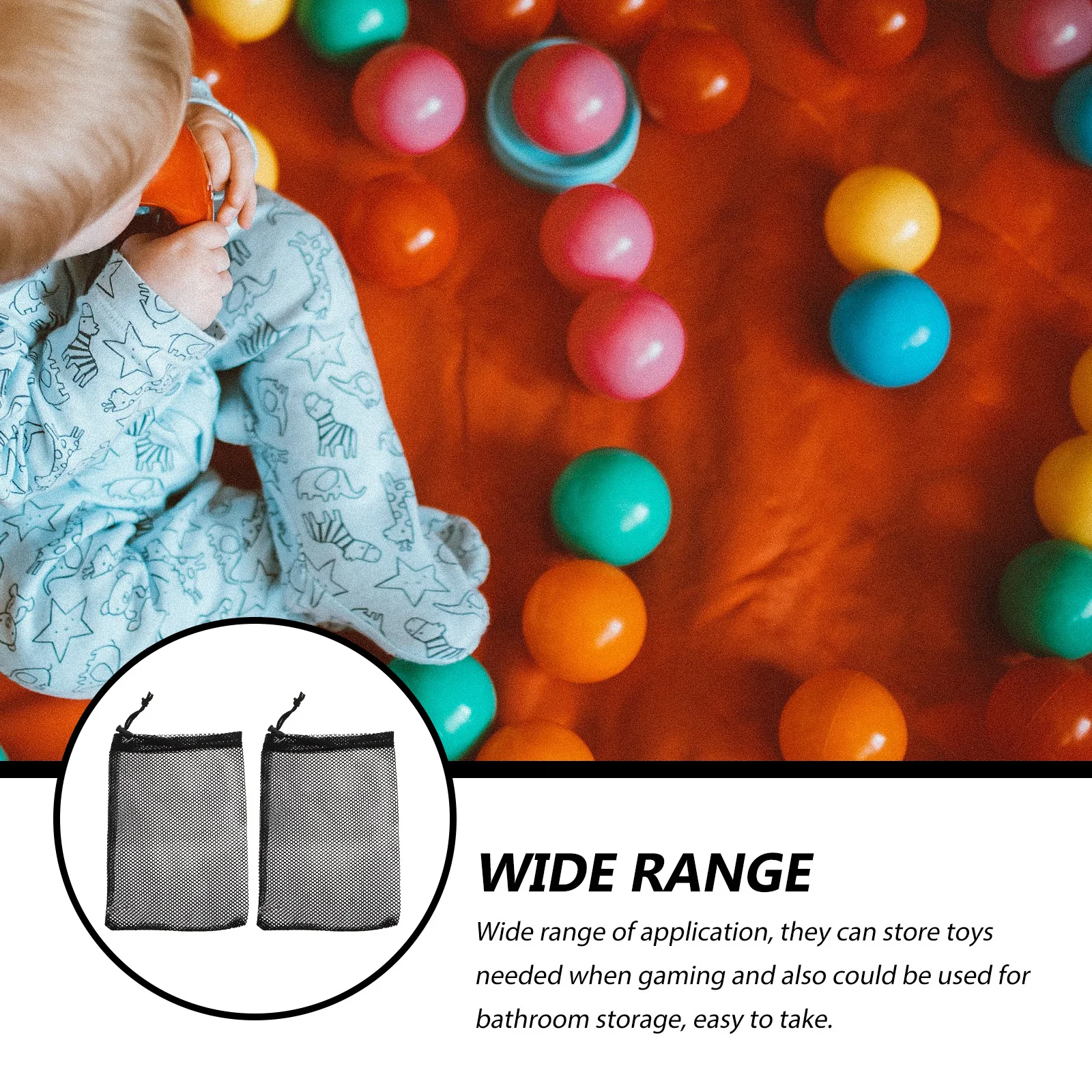 2Pcs Golfs Ball Storage Bag Black Portable Drawstring Mesh Pouch for Sports Supplies Balls Protection Travel Carrying Holder