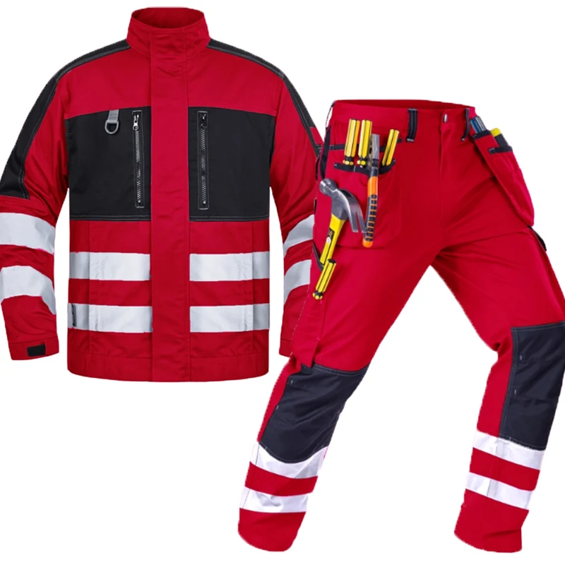 

Рабочая одежда Мужской рабочий костюм Износостойкий костюм сварщика Hi Vis Многокарманная униформа для обеспечения безопасности труда Механический костюм