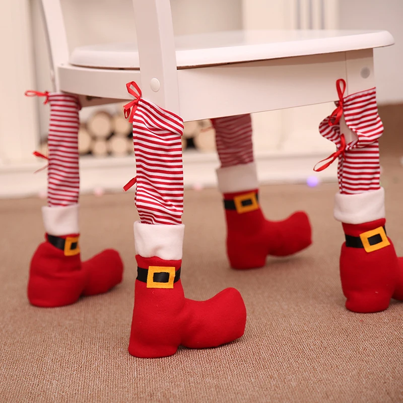 Christmas Decorative Items, Table Legs Home Decor Dining Table and Chair Protective Covers Chair Legs Christmas Chair Covers