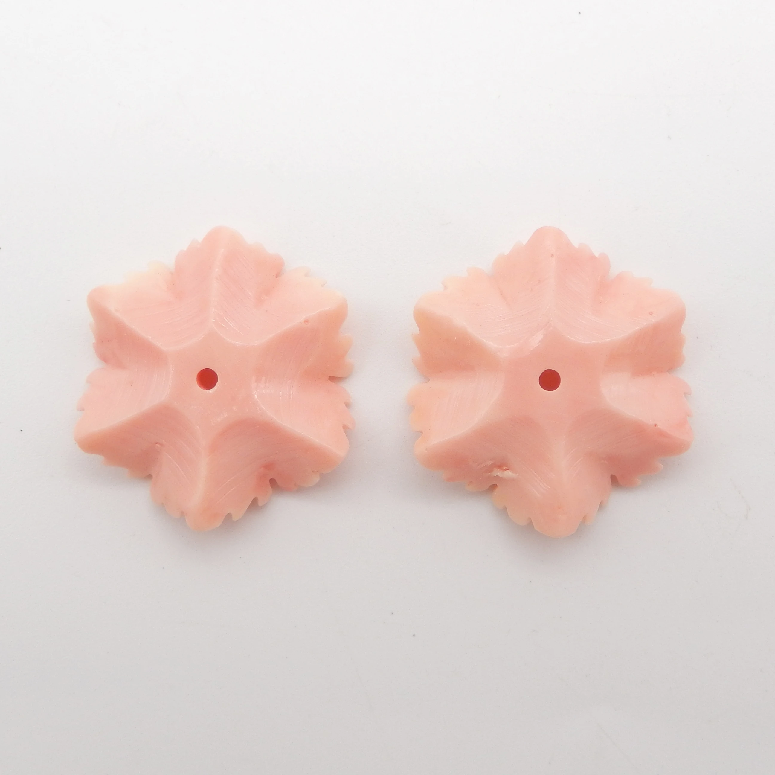 Center Drilled Carved Flower Pink Conch Shell Earring Beads Pair, Women's Jewelry Accessories Making DIY Charms,Birthday Gift