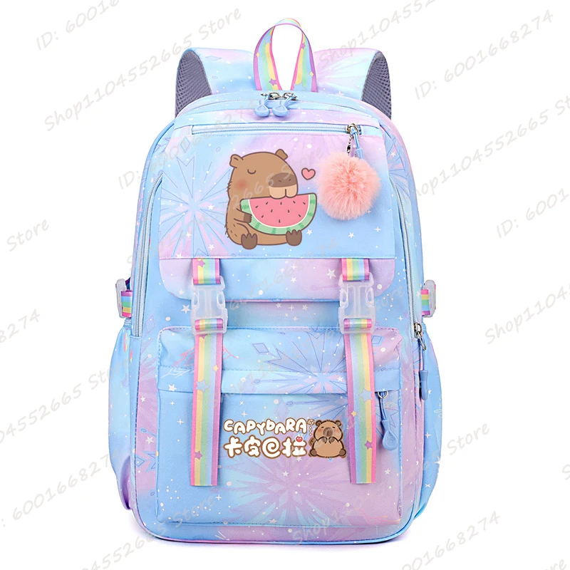 Capybara & Watermelon Graphic Print Schoolbags Cute Cartoon Children Backpack Girls Boys School Backpack Capybara Lovers Bags