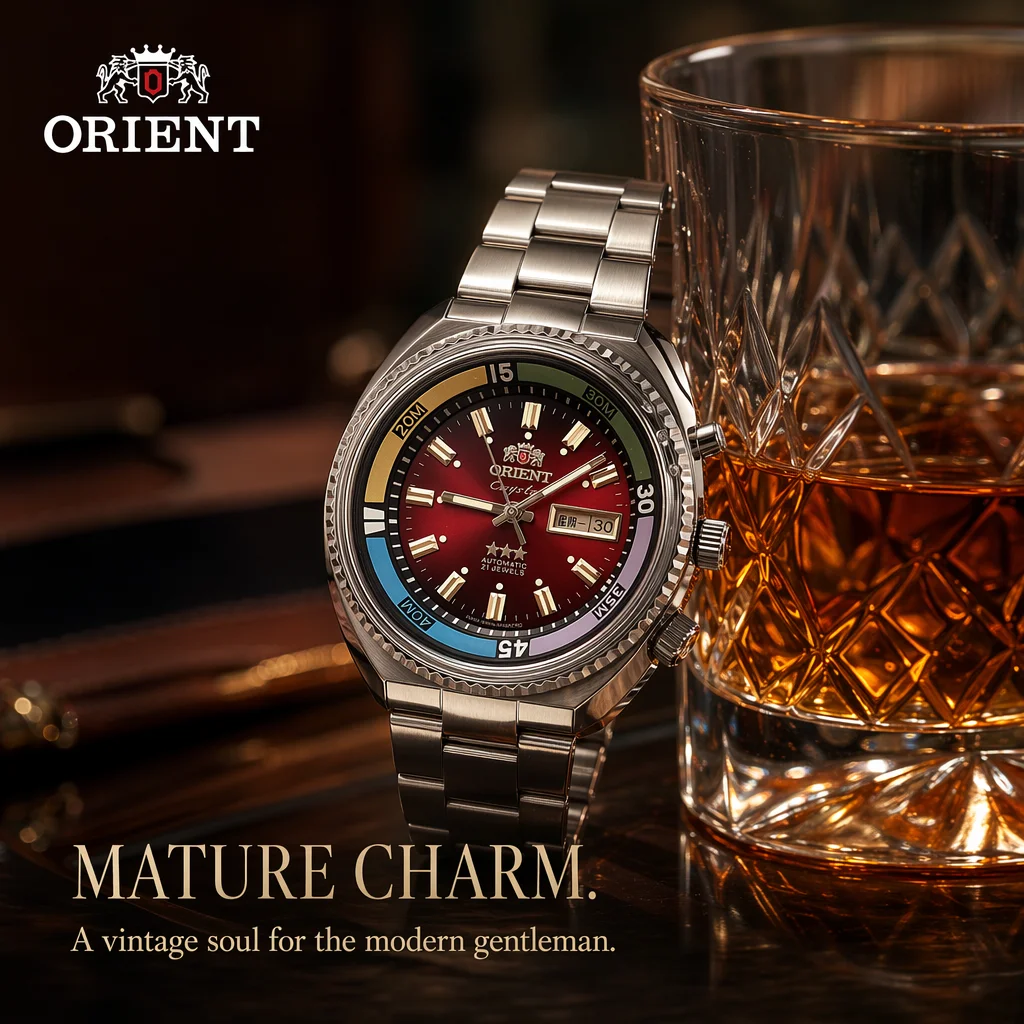 

Orient Retro World Timer Automatic Men Watch 21 Jewels Day Date Luminous Stainless Steel Travel Wristwatch
