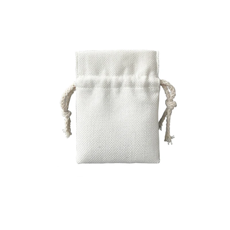 Sublimação DIY Drawstring Sacos, Branco Em Branco Algodão Linho Ear Line Bag, 10Pcs