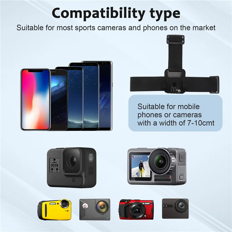 X64A-Universal Head Strap Mount Headband Holder With Mobile Phone Clip Holder For Smartphones Vlog Accessories