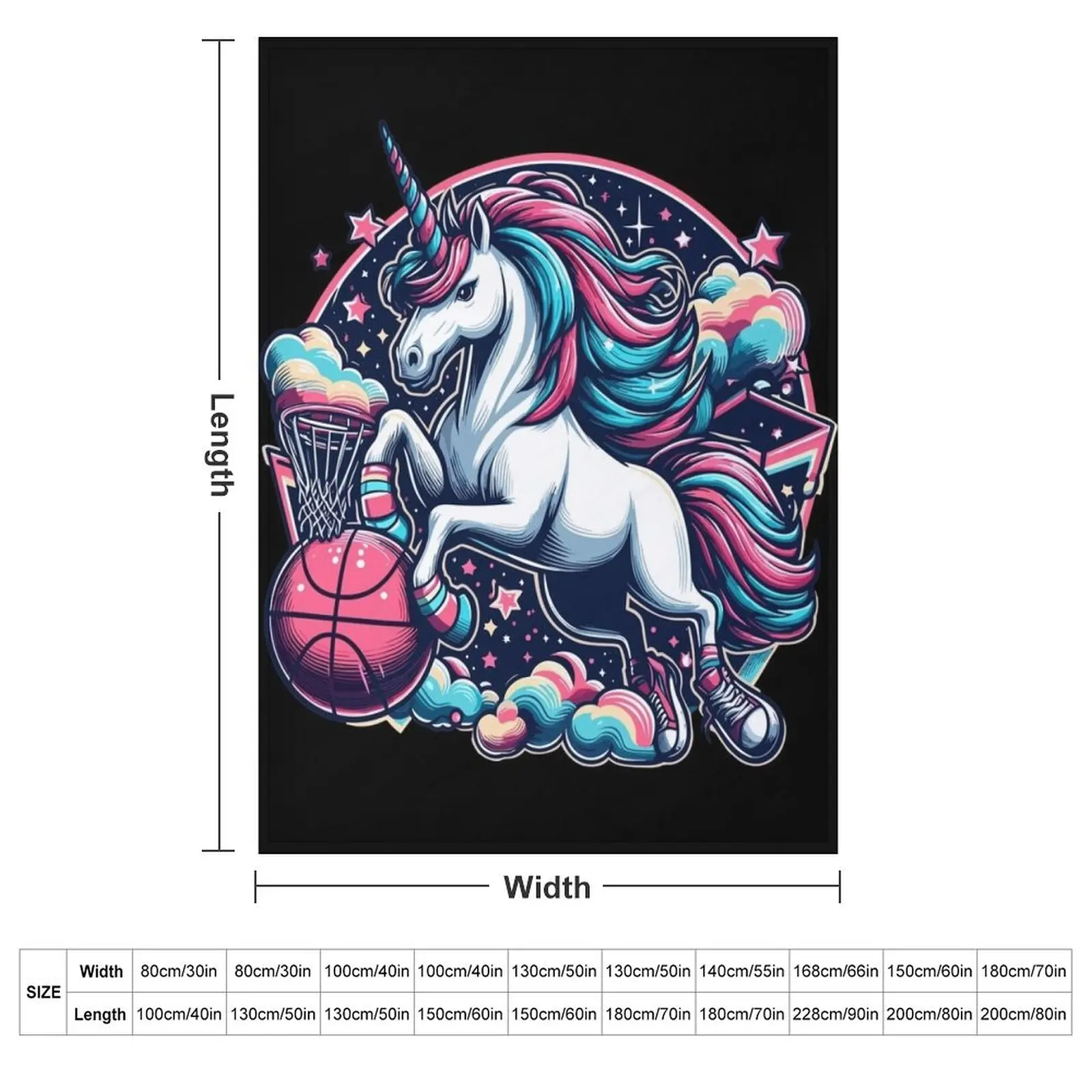 Basketball unicorn gift Throw Blanket couch cozy soft plush fuzzy picnic outdoor blanket