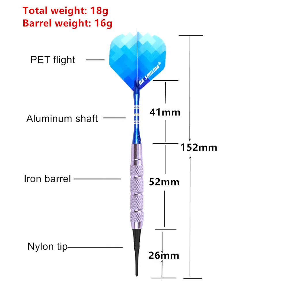 12PCS Fox Smiling 18g Electronic Soft  Darts With Aluminum Darts Shafts