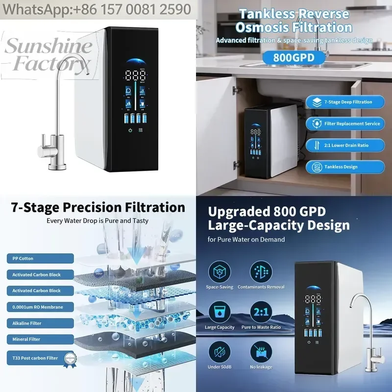 Purey Compact 800g Alkaline Tankless Filter Electric Reverse Osmosis System Home Direct Drinking RO Machine Water Purifier