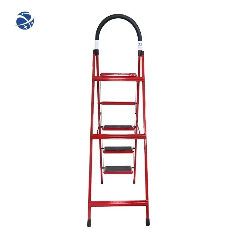 Climbing Ladder Household Safety Platform Red Folding Ladders Supermarket CE/EN131 Step Foldable Steel Modern 2-6 Carton