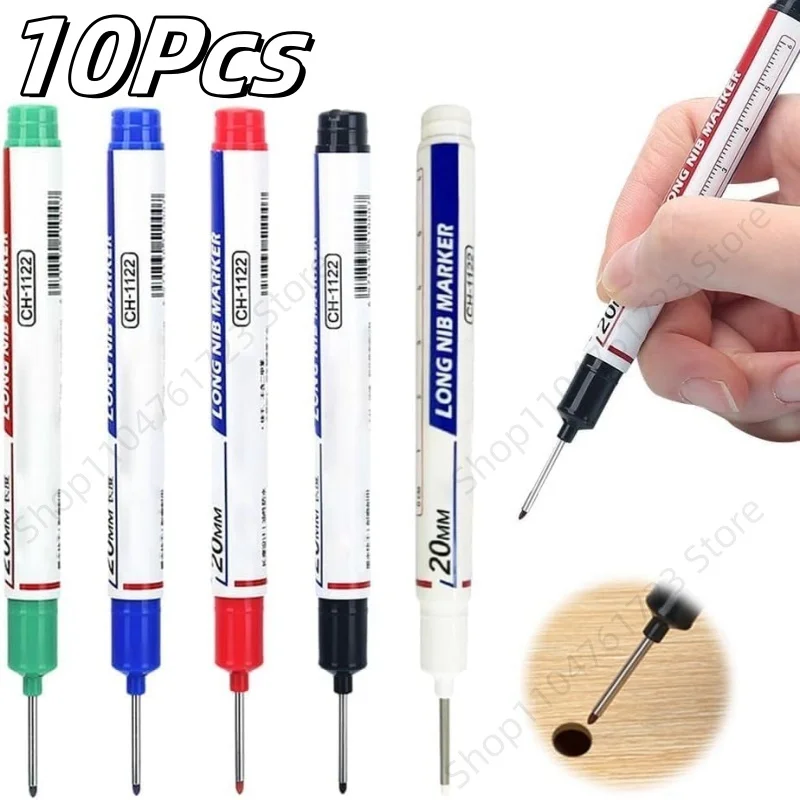 10 Stück perforierende 20 mm tiefe Loch-Marker mit langer Kopfspitze für Metallstift, wasserdicht, Badezimmer, Holzbearbeitung, Dekoration, Mehrzweck