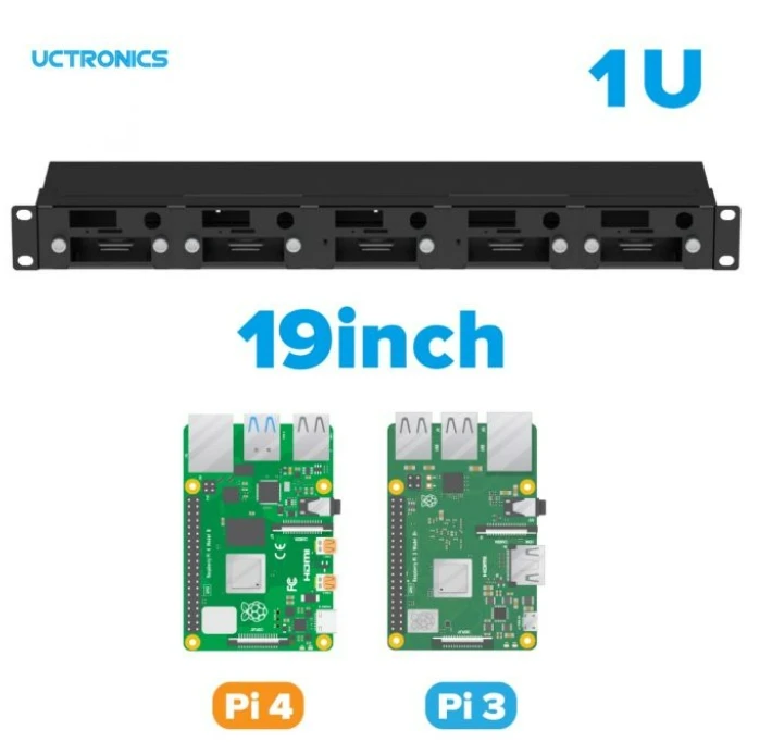 Gabinete completo de montagem em rack UCTRONICS Raspberry Pi versão 2.0 com funcionalidade PoE,