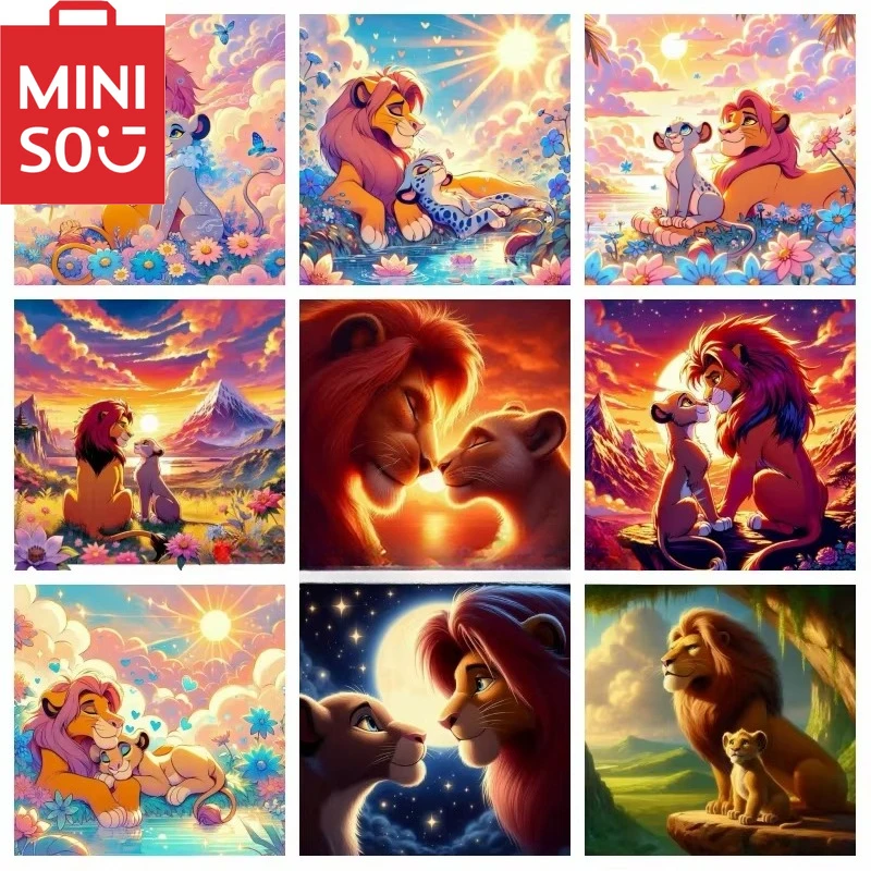 

MINISO DIY картина маслом по номерам Король Лев цветы искусство Disney мультфильм украшение дома стены гостиной декор подарок рамки