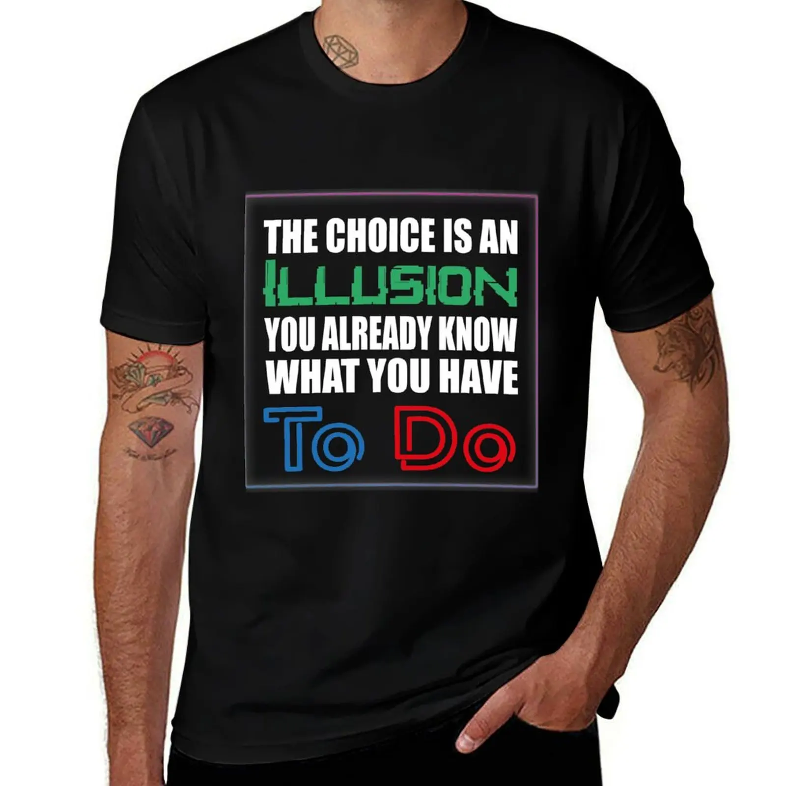 Matrix 4 The Choice Is An Illusion. You Already Know What You Have To Do. Quote T-Shirt Large Size Loose Casual Tee T-Shirt