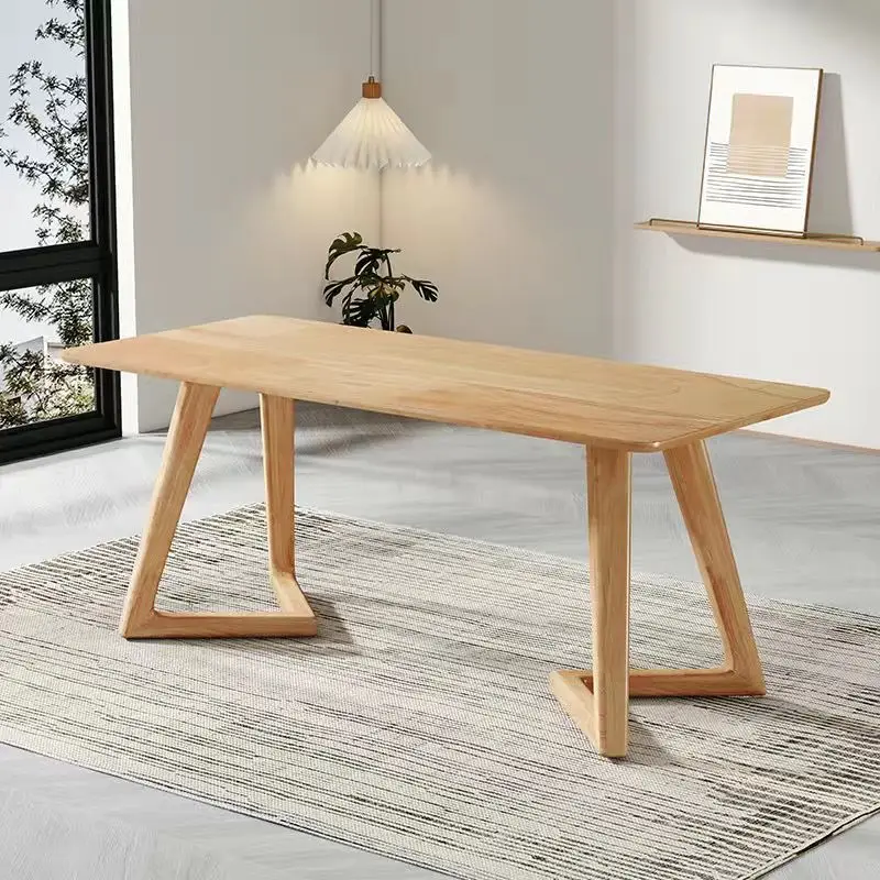 Solid Wood Dining Table Sturdy Eco-Friendly Farmhouse Dinner Table for  People Home Furniture Living Room Decor
