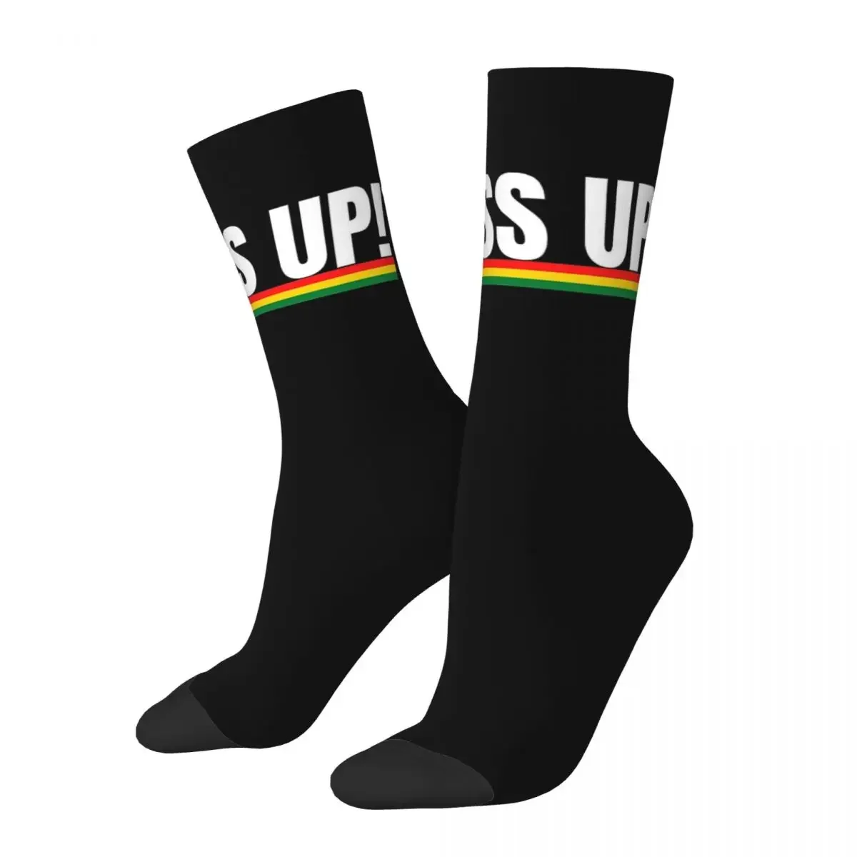 Bless Up Jamaican Patois Slang Reggae Rasta Colors Socks Harajuku Stockings All Season Long Socks Accessories for Unisex Gifts