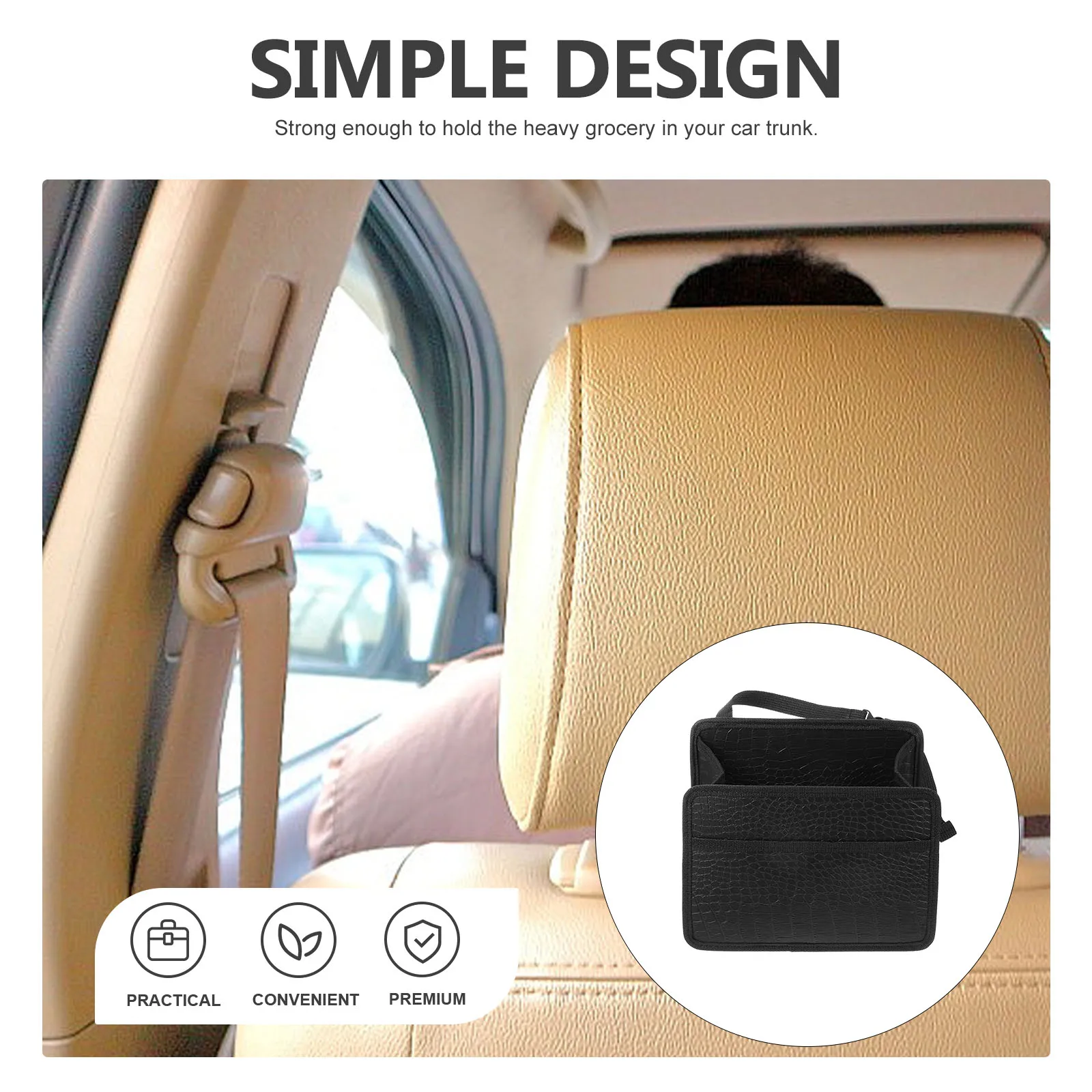 

Car Trunk ganizer Black Crocodile Pattern Multipurpose Car Accessories Suv Trunk Hanging Bag Storage Container Seat Back