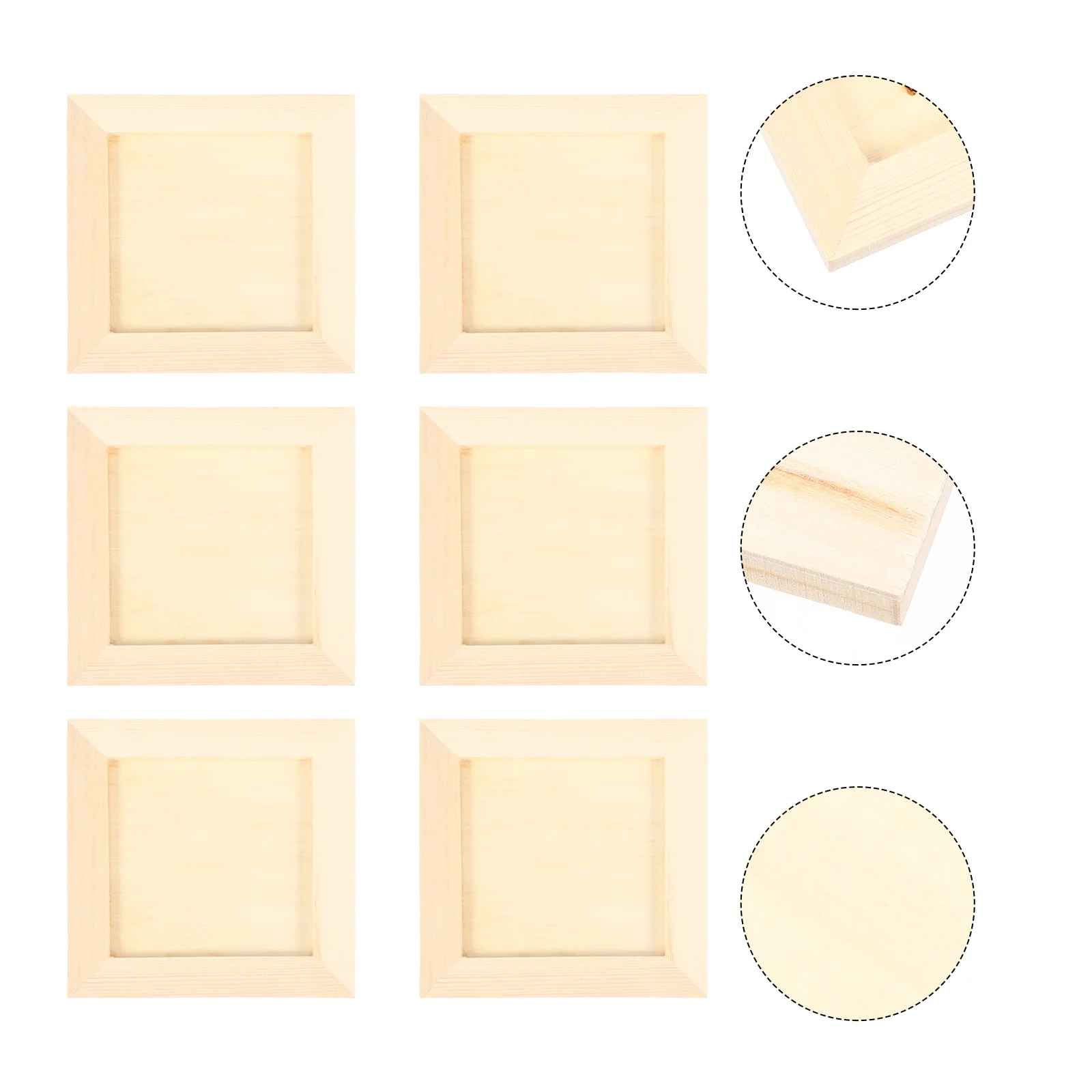 

6Pcs DIY Wooden Photo Holders Blank Natural Wood Picture Frames Clay Craft Frames Creative Gift Home Decoration Photo Frame