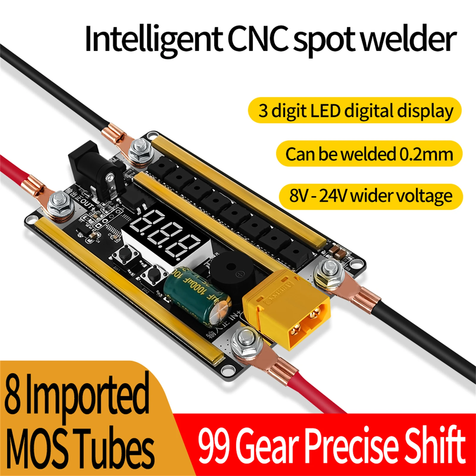 

Spot Welder Control Board, 99 Levels 12v 2400a Spot Welder Kit,Portable Diy Spot Welding Machine Pcb Circuit Board For 18650