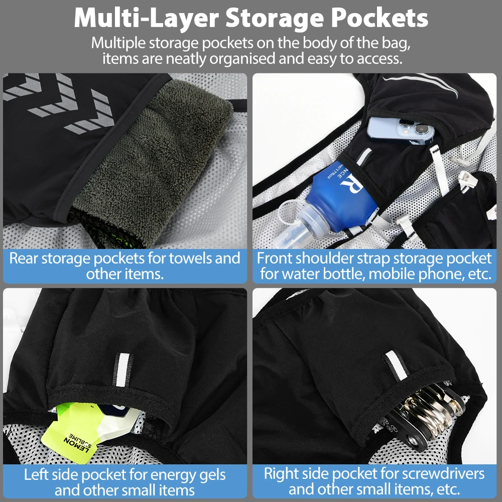 Outdoor-Trail-Running-Rucksack 5L Ultraleicht Damen Herren Lauf-Hydrationsweste Marathon Fahrradtasche für Marathon und Wandern – Detail 9