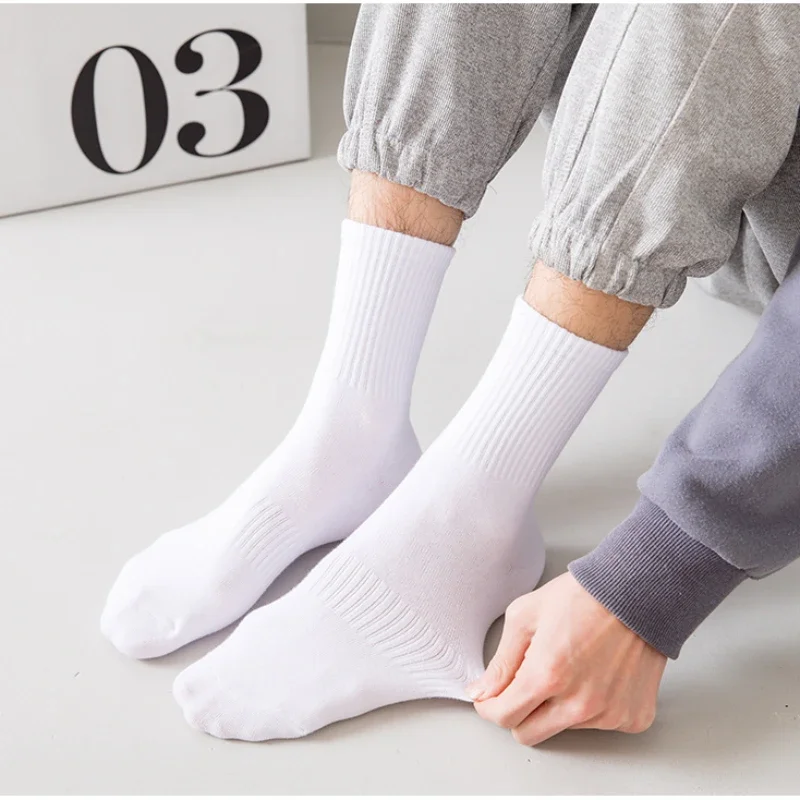 

Men's Cotton New Style White Socks Men Soft Breathable Sports Long socks Summer Winter for Male Socks Plus Size 1-20 Pairs