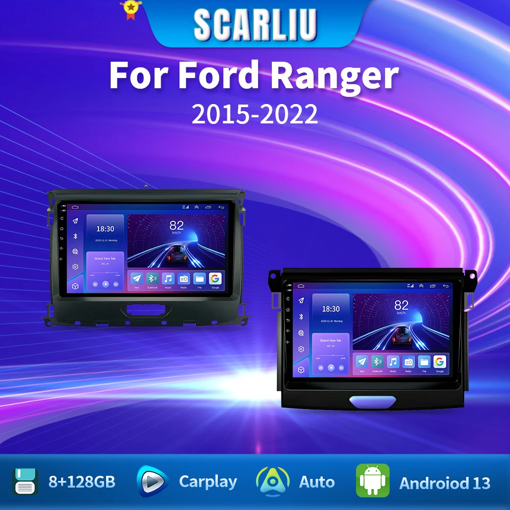 

SCARLIU Car Dvd Auto Radio For Ford Ranger P703 2015 -2022 Android 14 Navigation Multimedia Carplay 4G wifi BT high-perfo GPS