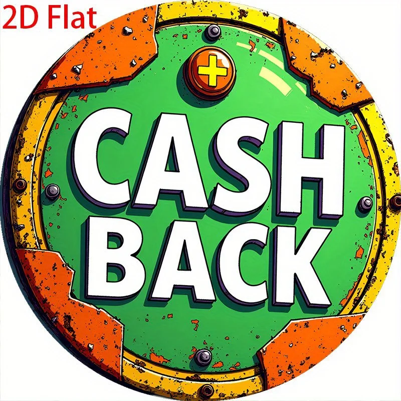 2D Flat, 2D Flat Design, 1pc 2D Flat Printed Metal Iron Sign, 2D Flat Design, 1pc Round 