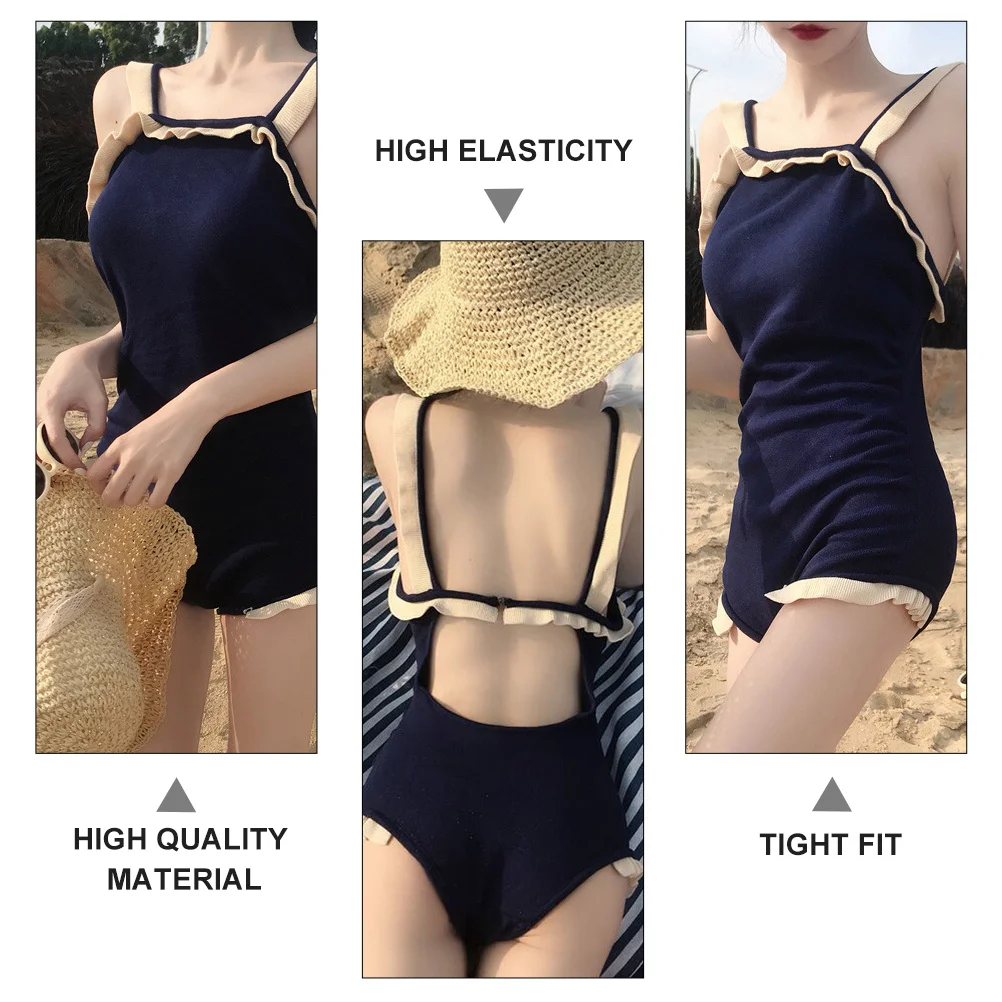 

Women Backless One Piece Swimsuit Pool Party Swimwear Cover Belly Summer Ladies Bathing Suit