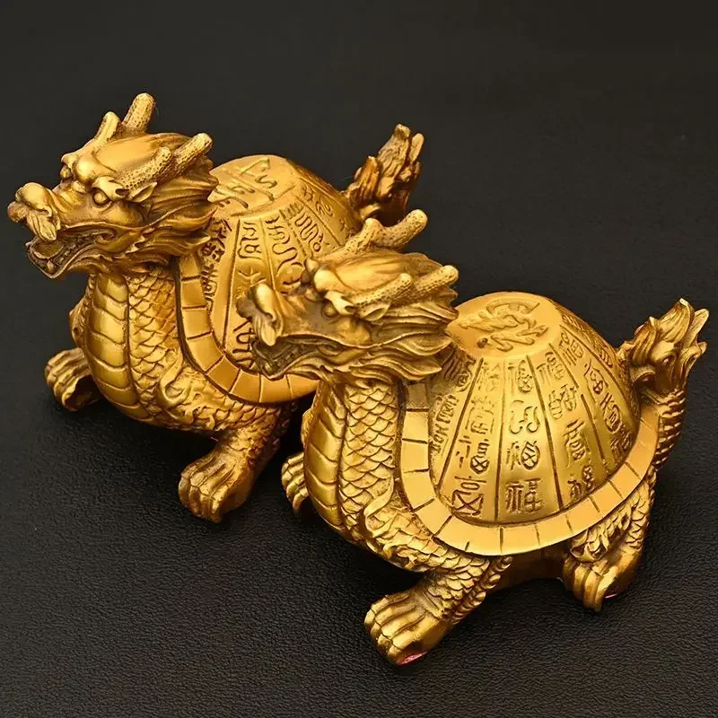 Медное счастливое животное, дракон, черепаха, орнамент, удача, долголетие, черепаха, домашний офис, декор для рабочего стола Медное счастливое животное, дракон, черепаха, орнамент, удача, долголетие, черепаха, домашний офис, декор для рабочего стола