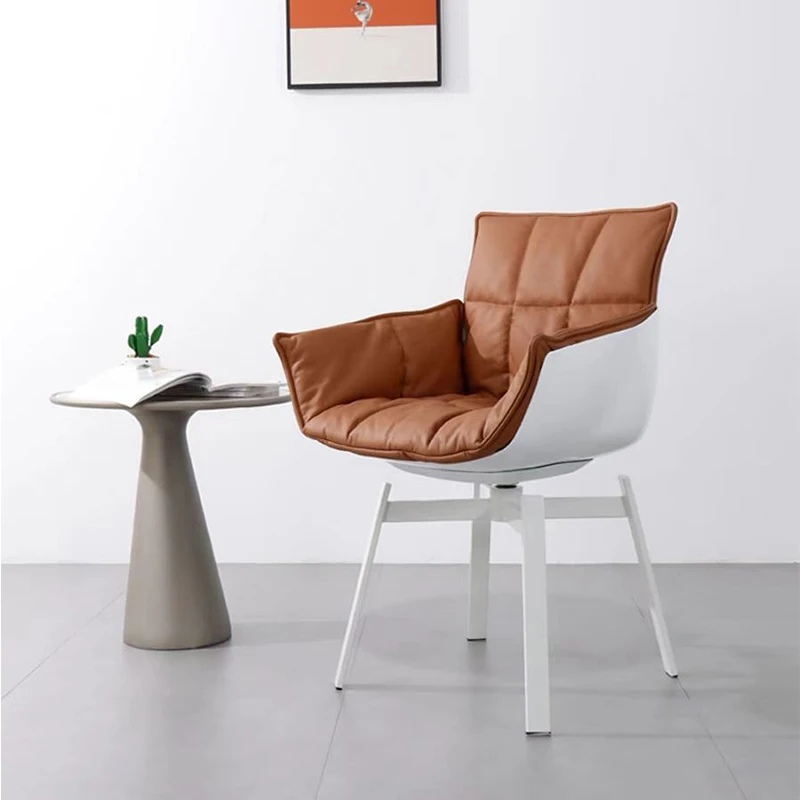 Rotating leather armchair, living room lounge chair