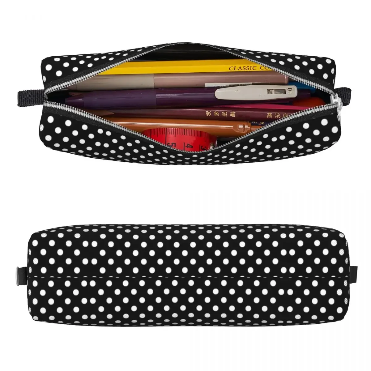 Cool Pencil Case Black White Polka Dot Pen Box Classic Spots Print School Pencil Cases Child Zipper Design School Stationery