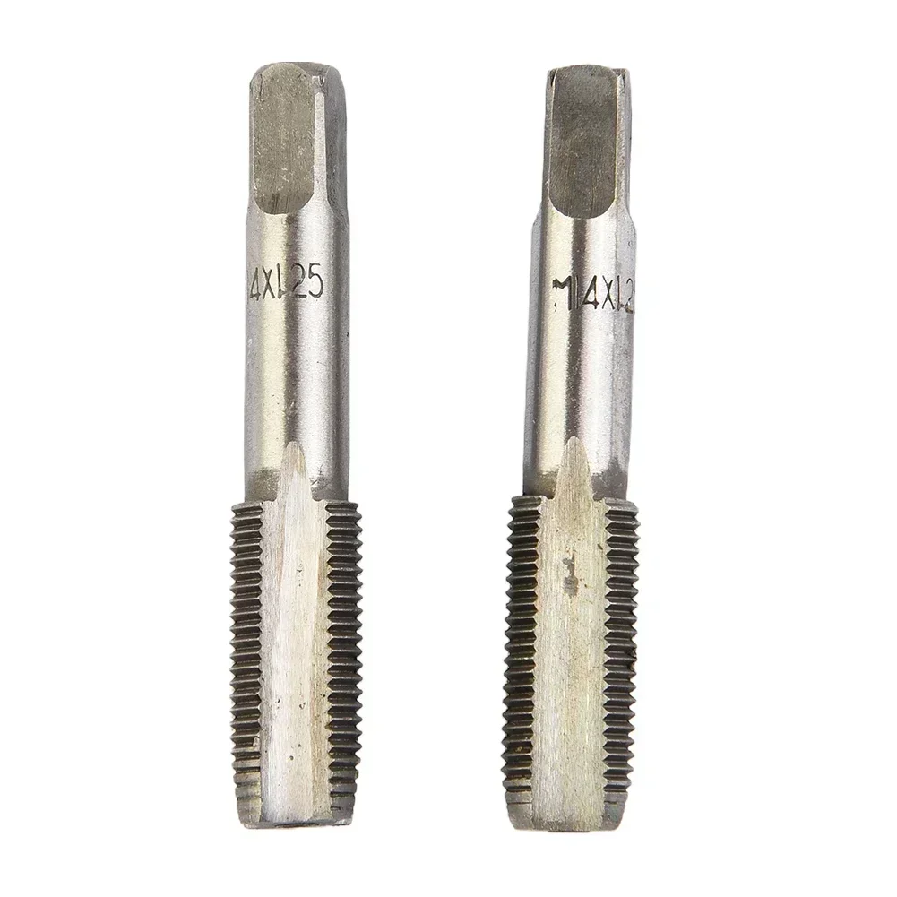 

2 Pcs Tap HSS 14mm X 1.25 Metric Taper Head And Plug Head Right Thread X 1.25mm Silver High-speed Steel Taps