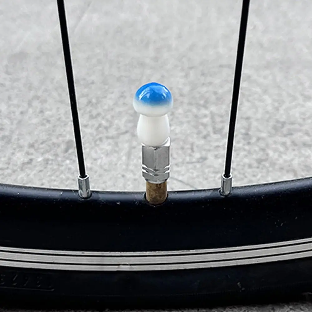

4Pcs With Conversion Head Mushroom Bike Valve Caps Universal Fit Leak-Proof Inflation Hole Protector Replacement Decoration