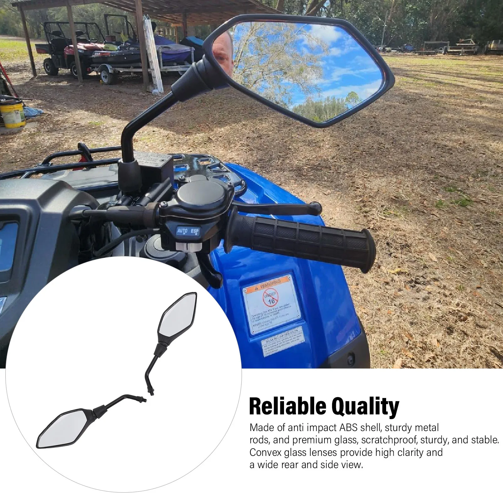 Зеркало заднего вида для мотоцикла с болтом M8 M10, прозрачное видение, устойчивые к царапинам зеркала для квадроциклов для велосипеда, скутера, квадроцикла, UTV, грязевого велосипеда