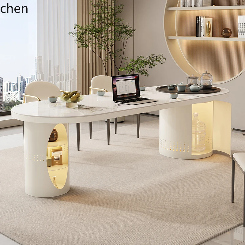 a1 Rock Slab Tea Table for Home Office, Integrated Tea Brewing Table, High-End Tea Table for Balcony