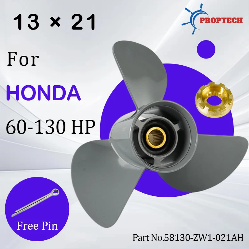 Boat Propeller 13x21 For Honda Outboard Engine 60hp 75hp 90hp 115hp 130hp 15 Tooth Spline Aluminum 58130-ZW1-021AH
