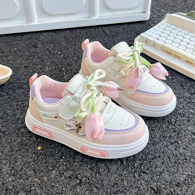 

2025 Children Casual Shoes for Girls Autumn New Fashion Korean Style Soft Bottom Anti-slippery Versatile Princess Flowers Shoes