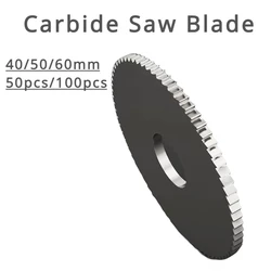 40/50/60mm 50/100pcs Carbide Circular Saw Blade TCT Milling CutterTungsten Steel Tipped Cutting Disc Slot Metal Multitool Tool