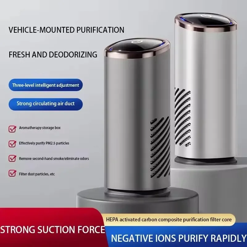 Portable Negative Ion Car Air Purifier USB Powered Mini Air Cleaner Remove Smoke Dust Odors Car Aromatherapy Home Office