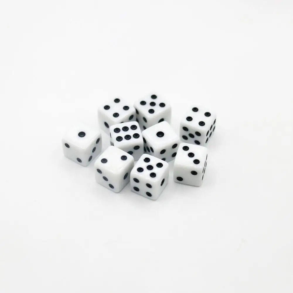 5 Stücke/10 Stücke Neue 14mm/10mm 6 Seitige Trinkwürfel Acryl Weiß Würfel Würfel RPG Würfel Spiel Zubehör Daten Party Spiel Digitale Würfel