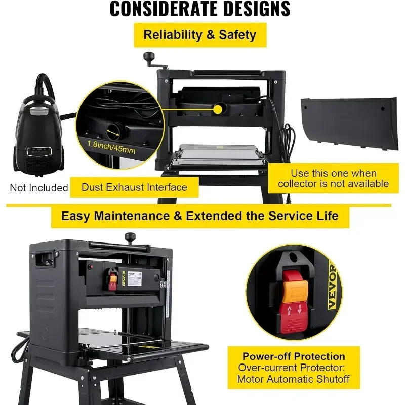 Cepilladora de espesor VEVOR Cepilladora de sobremesa de 13 pulgadas Cepilladora de madera de 2000 W 8000 rpm