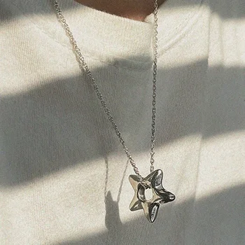 Simple Trendy Star Hollow Choker Necklace Pendant Neck Jewelry Accessories Women Men's Fashion Party Chain Necklace 5