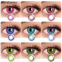 Bio-essence 1 Pair Colorcon Colored Contact Lenses with Degree Myopia Lenses Anime Accessories Pink Lense Cosplay Lens Halloween