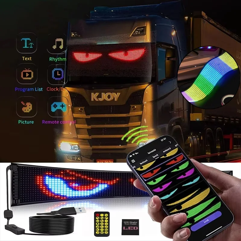 

Smart LED Pixel Display Flexible DIY Text Animation Devil's Eye Car LED Matrix Pixel Panel USB 5V Car Shop Display