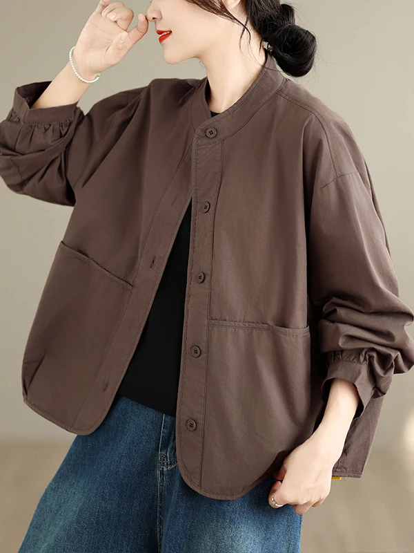 Authentic 2026 New Women's Workwear Jacket Outerwear Fashionable Versatile Commute Top Ladies Cotton Long Sleeve Buttoned Coat