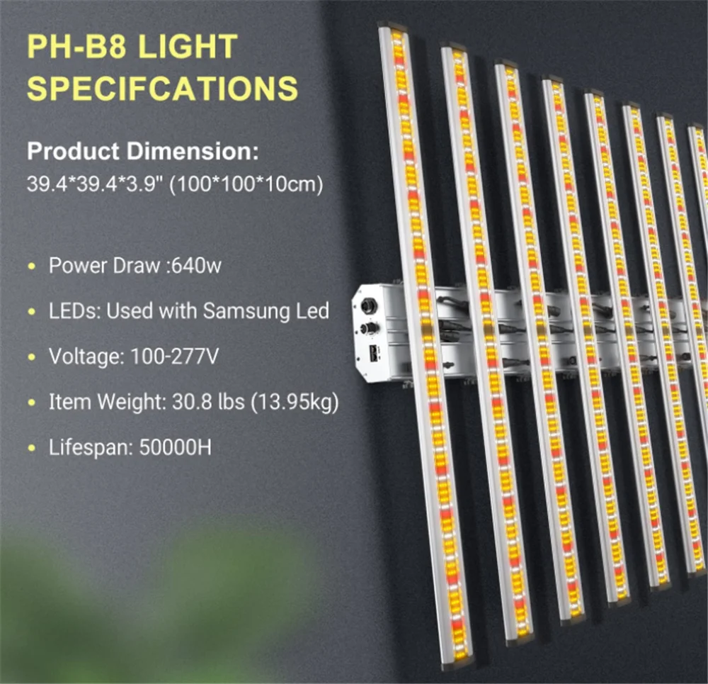 Phlizon FC8000 Samsung LM561C LED Grow Light Full Spectrum Daisy Chain Dimmable Indoor Commercial Bar Strip Grow Lamp Veg Flower