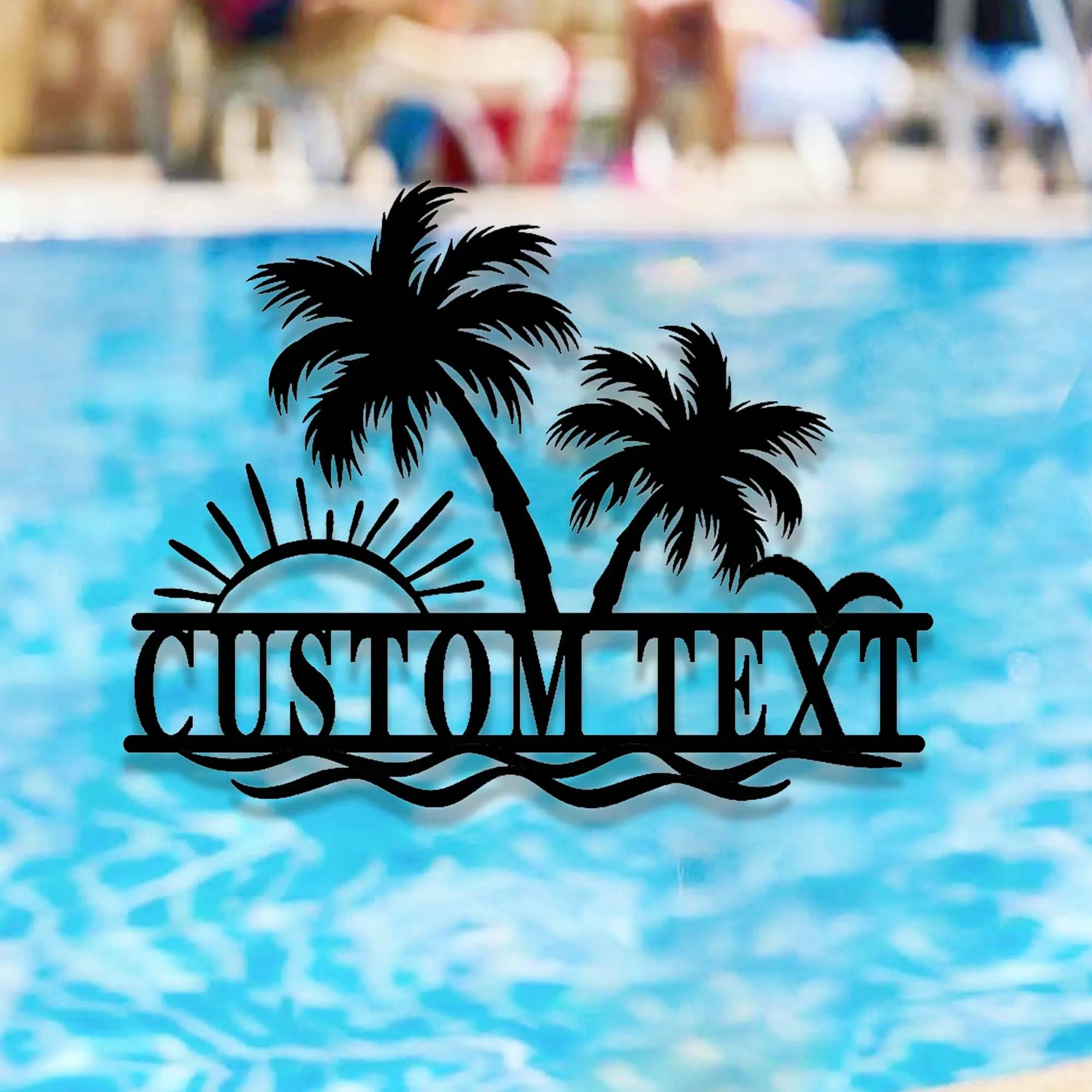 Custom Palm Trees Beach House Metal Sign,Family Beach House Wall Art,Personalized Sunshine Palm Tree